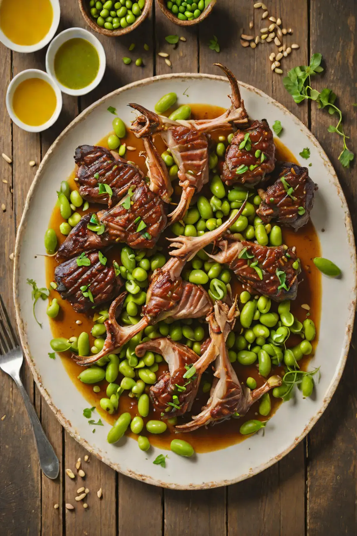 Grilled Goat with Edamame