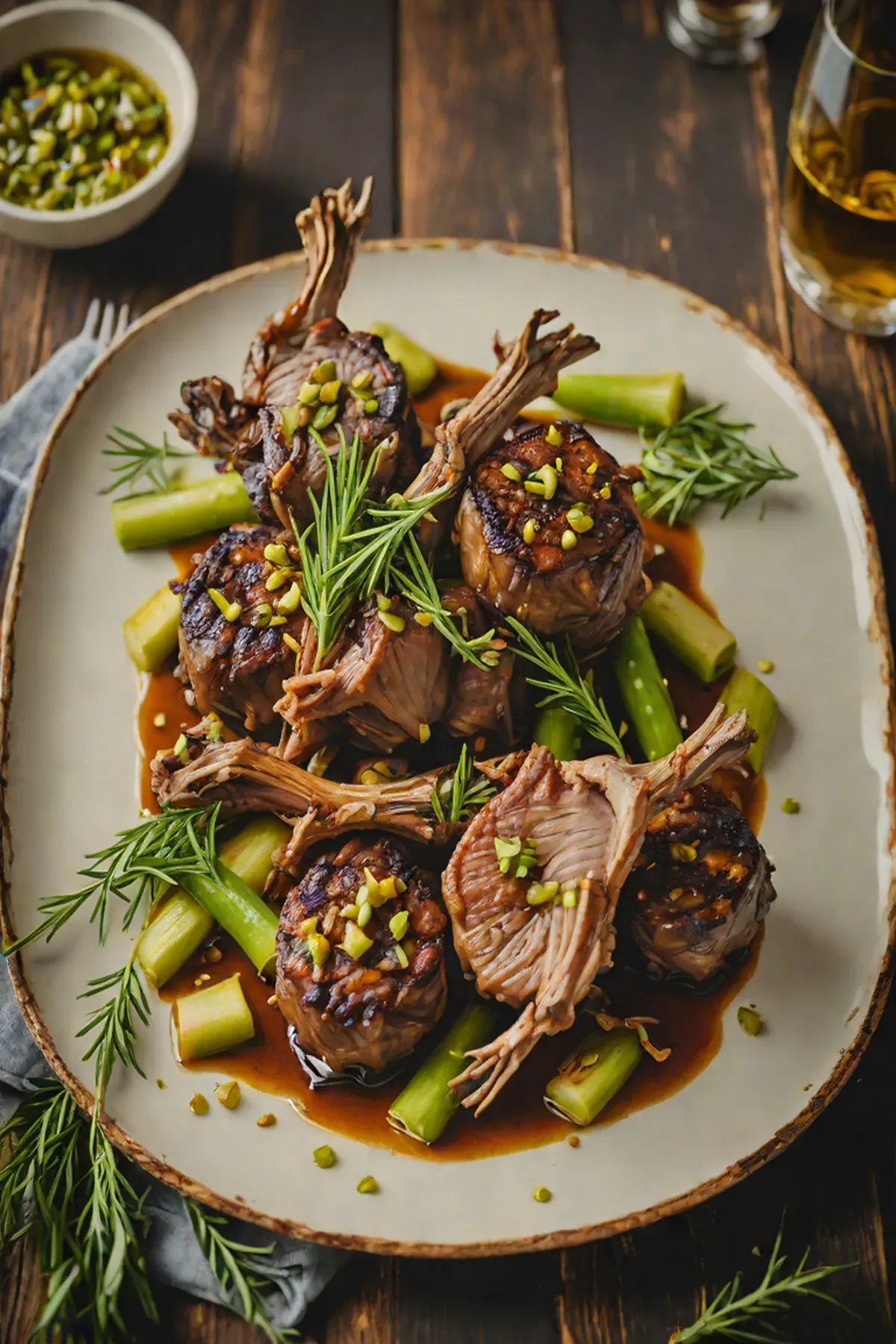 Grilled Goat with Leek