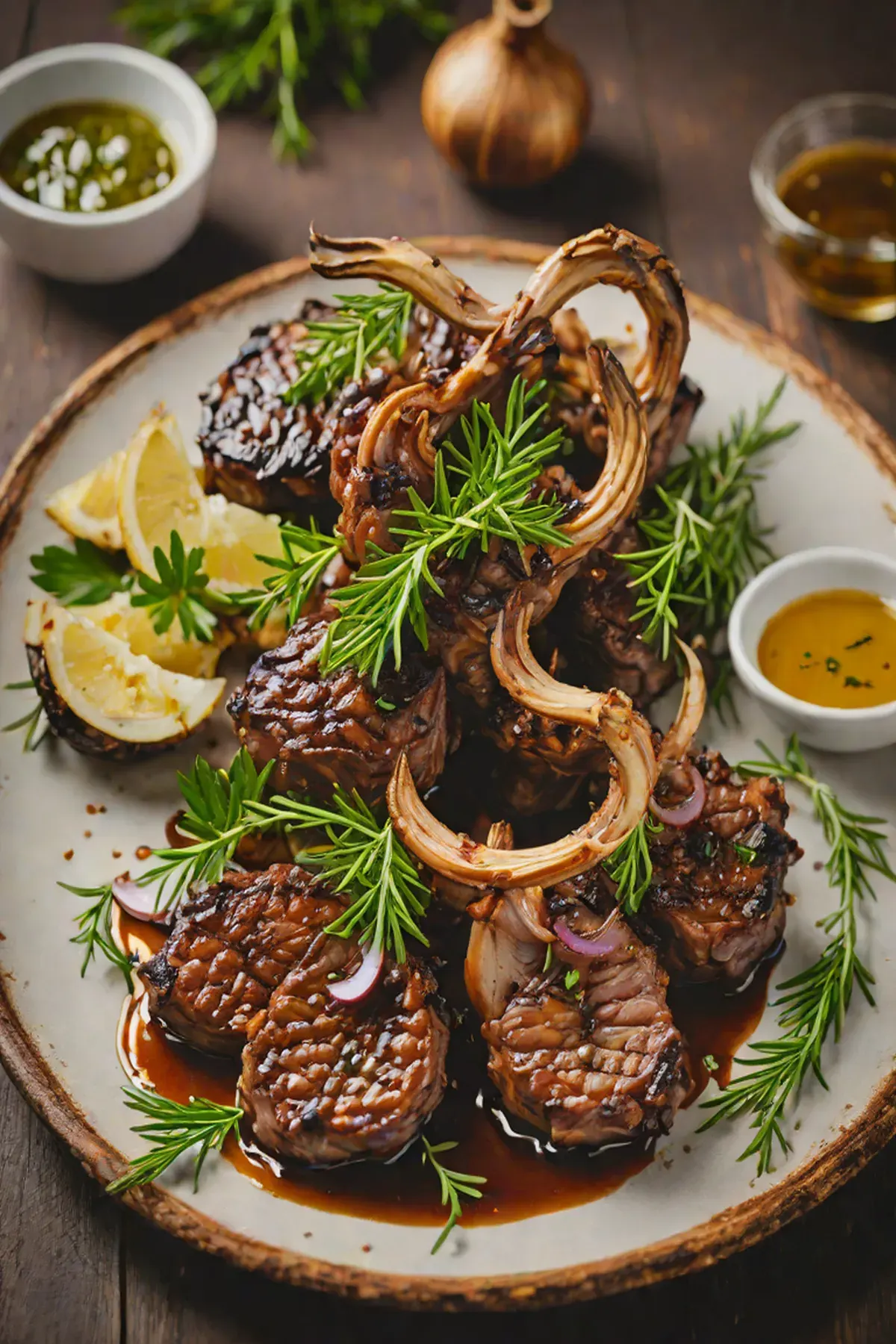 Grilled Goat with Onion and Herbs