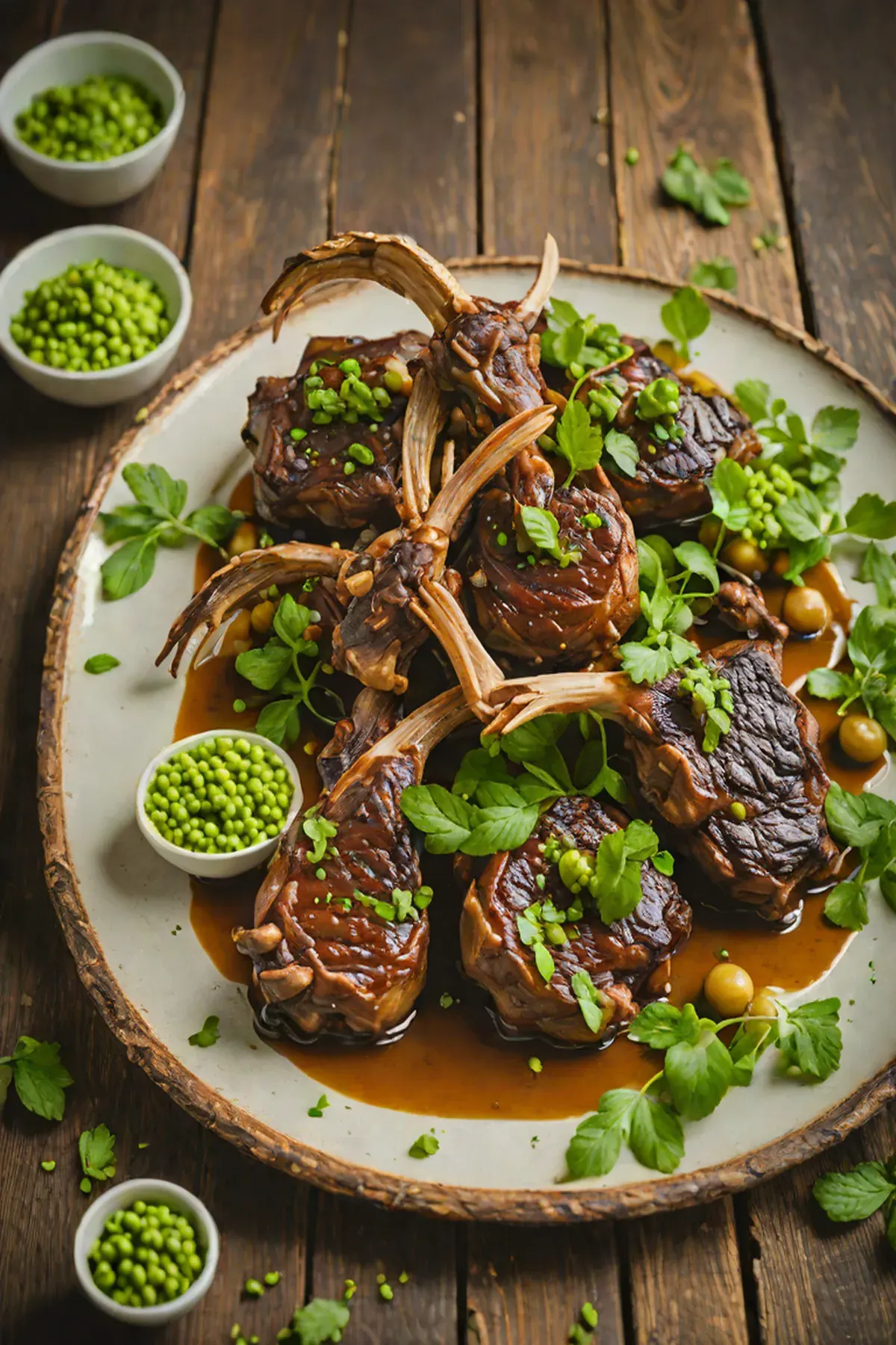 Grilled Goat with Pea and Mint Sauce
