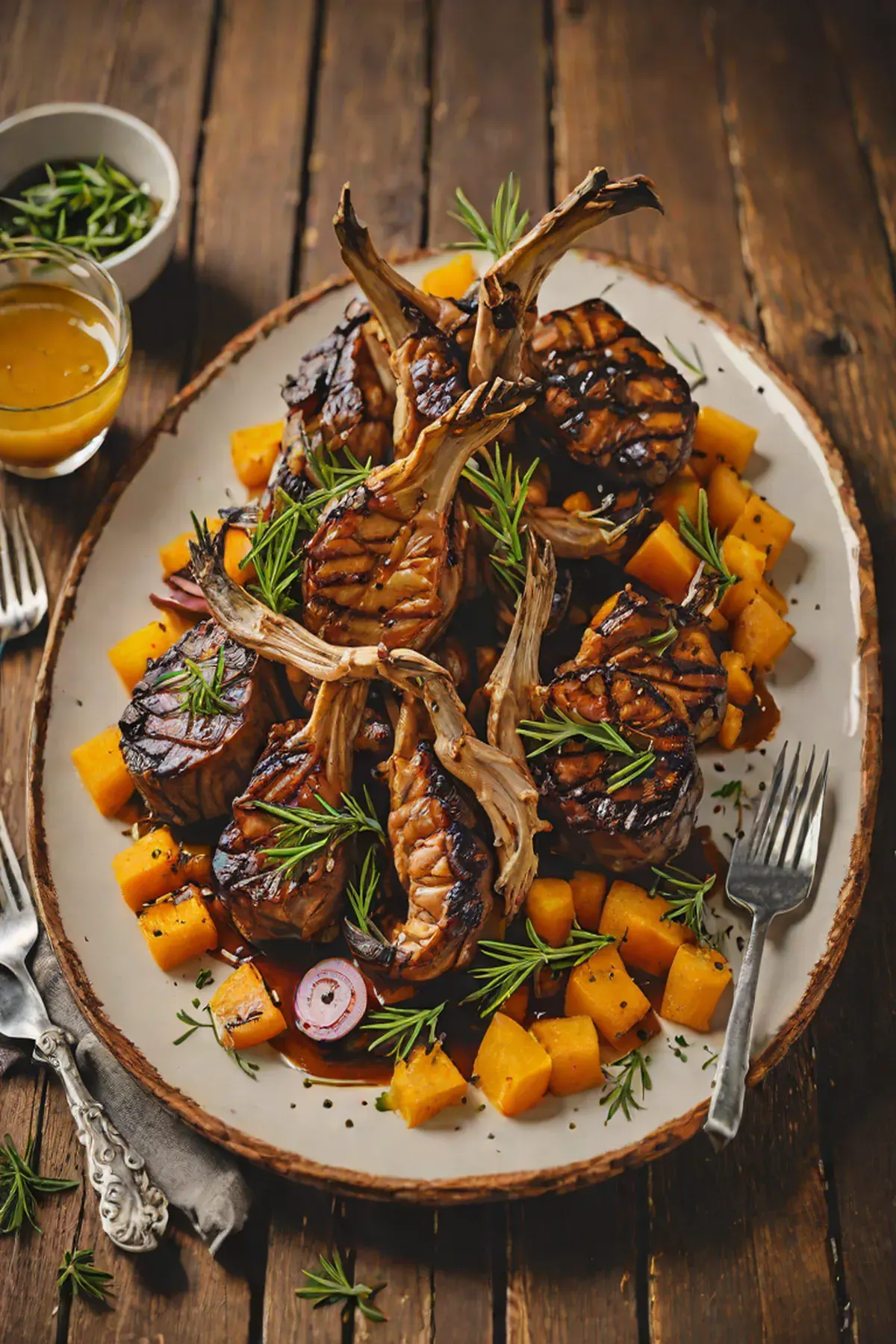 Grilled Goat with Roasted Pumpkin