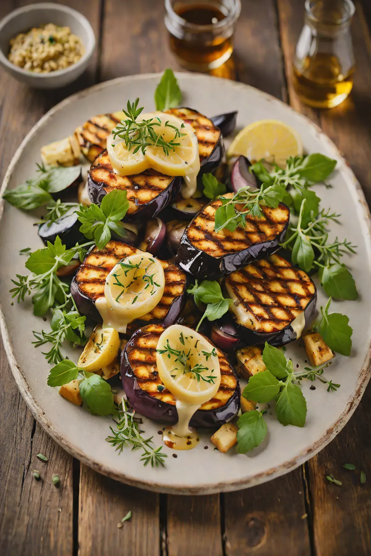 Grilled Halloumi with Aubergine