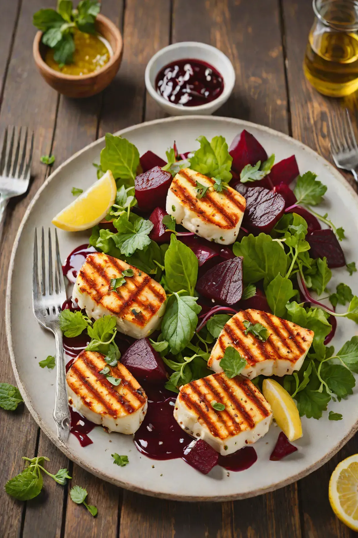 Grilled Halloumi with Beetroot Salad