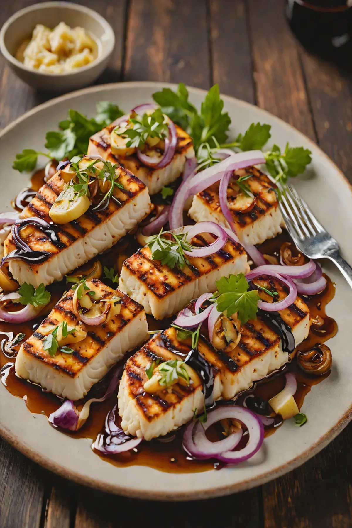 Grilled Halloumi with Caramelized Onions