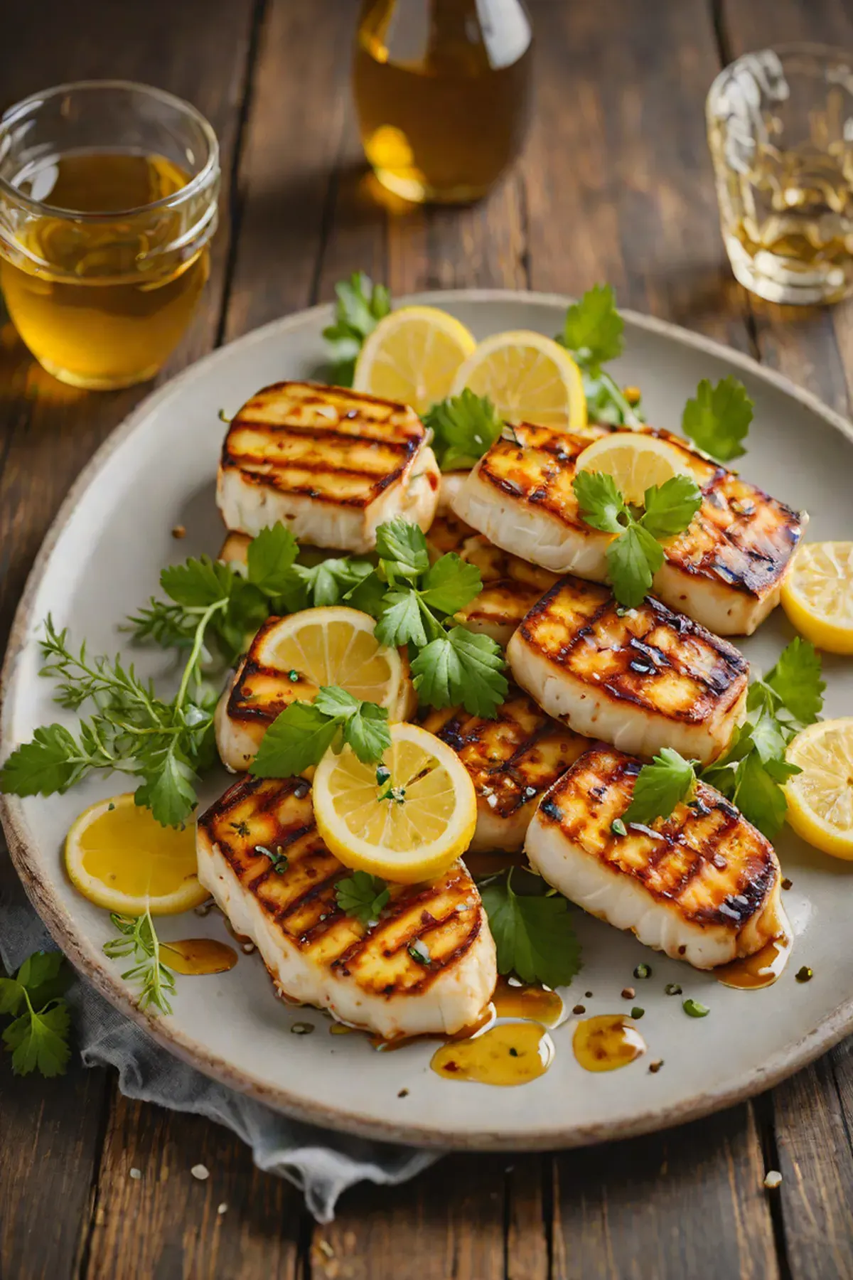 Grilled Halloumi with Ginger and Honey Glaze