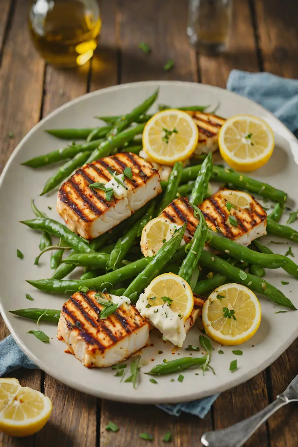 Grilled Halloumi with Green Beans