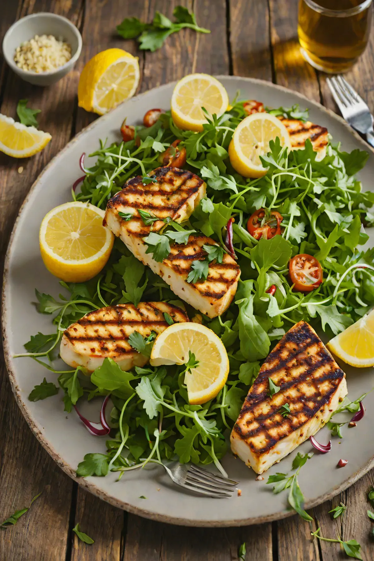 Grilled Halloumi with Rocket Salad