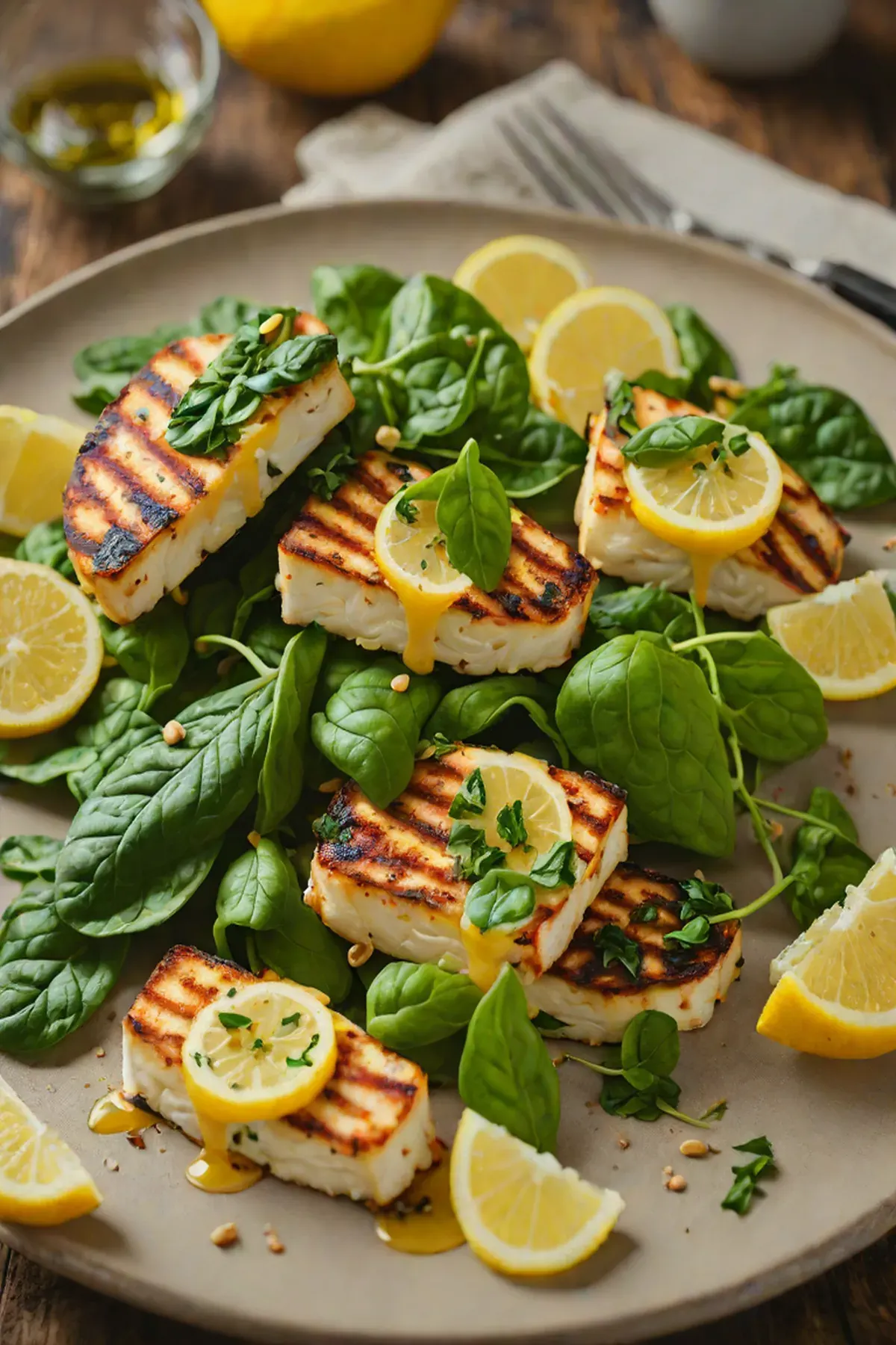 Grilled Halloumi with Spinach