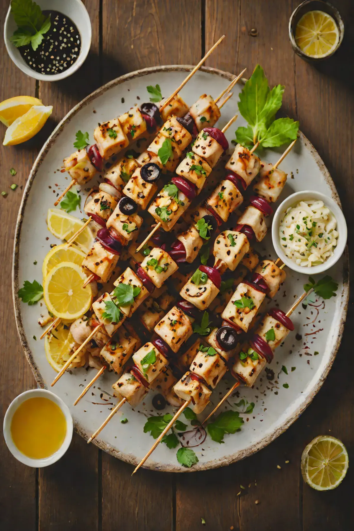 Grilled Kidney Beans and Lotus Root Skewers