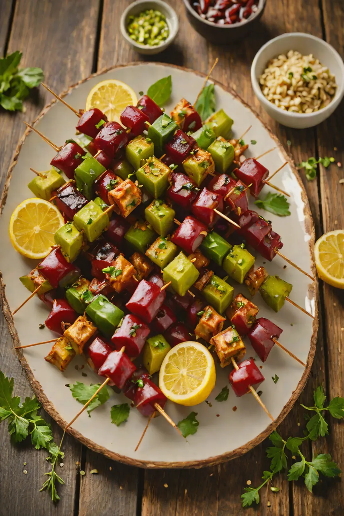 Grilled Kidney Beans and Okra Skewers