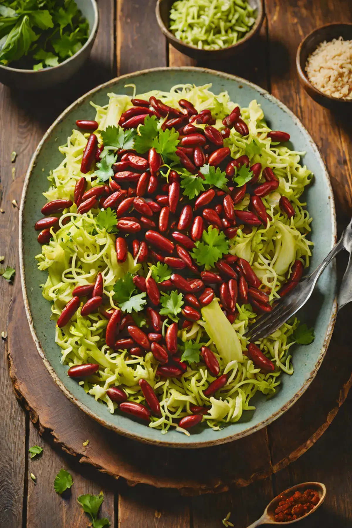 Grilled Kidney Beans with Cabbage