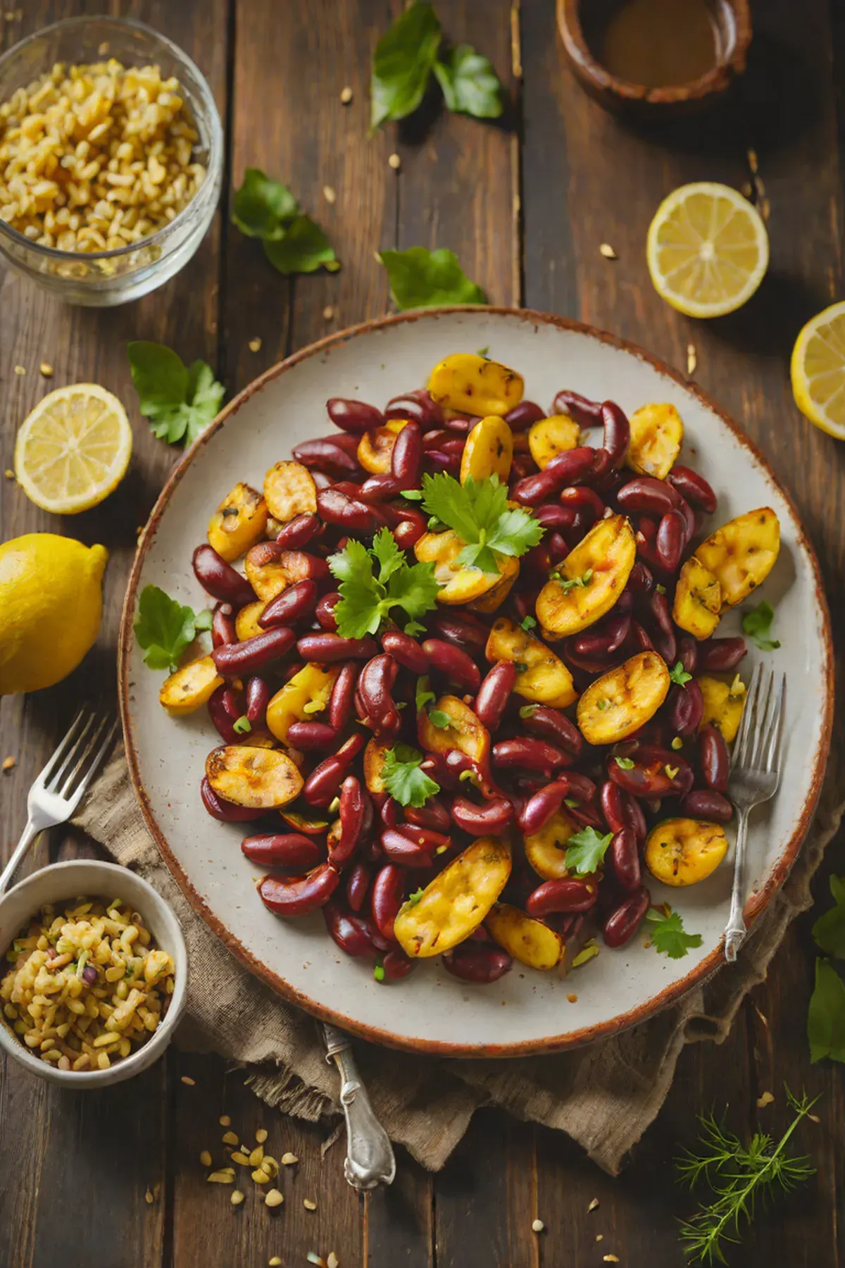 Grilled Kidney Beans with Plantain
