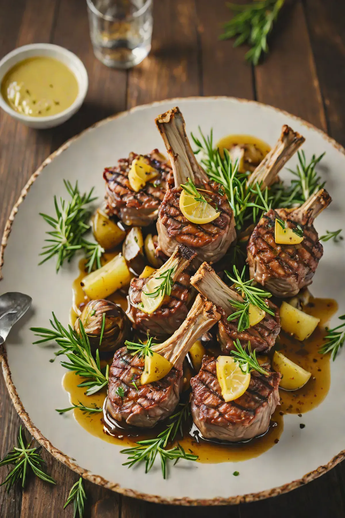 Grilled Lamb with Artichoke and Lemon Herb Sauce