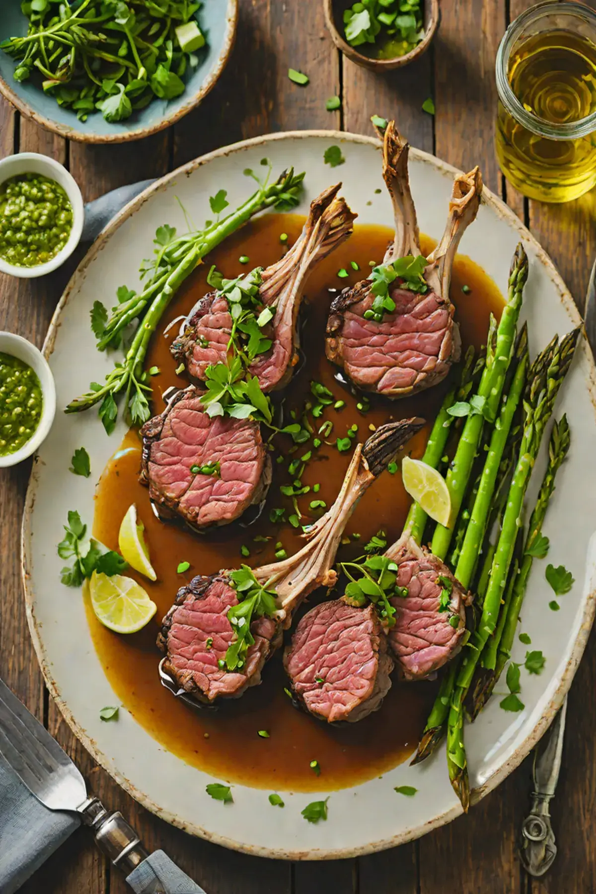 Grilled Lamb with Asparagus and Herb Chimichurri