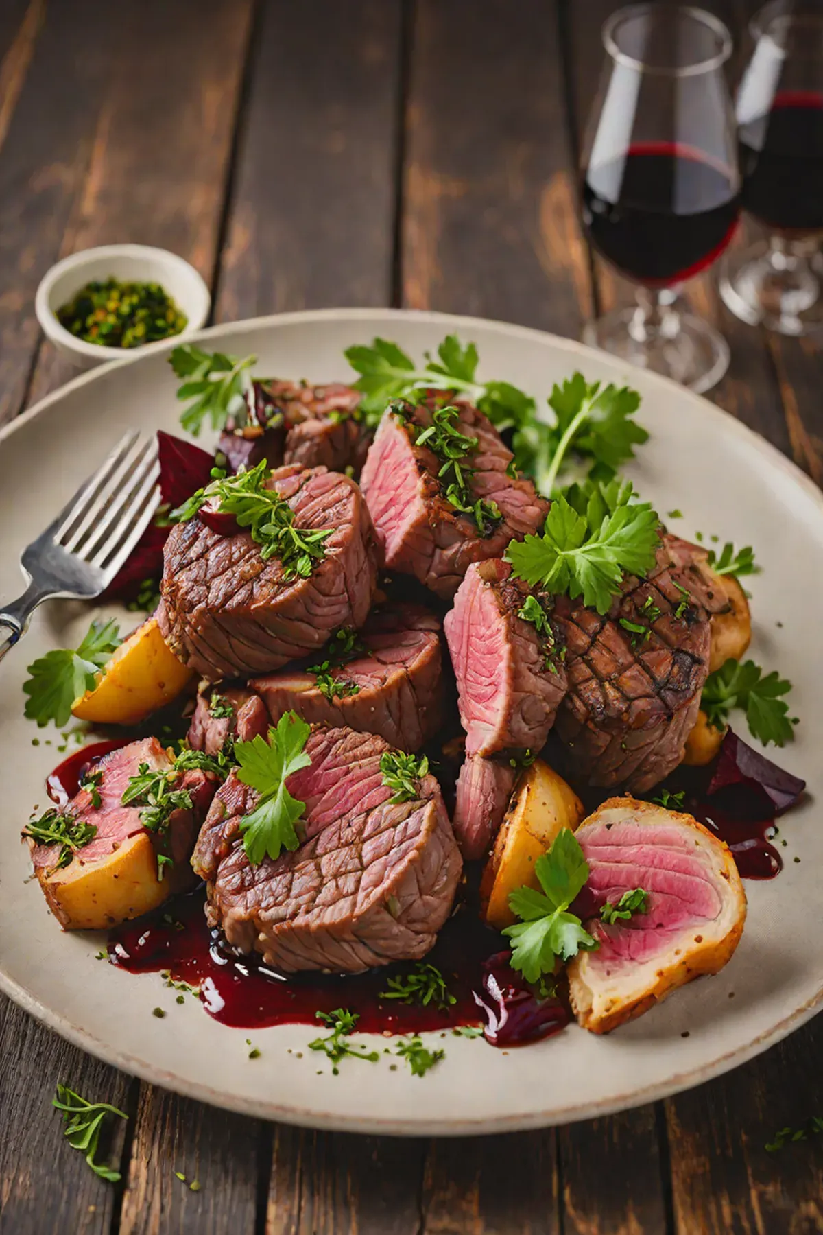 Grilled Lamb with Beetroot and Herb Chimichurri