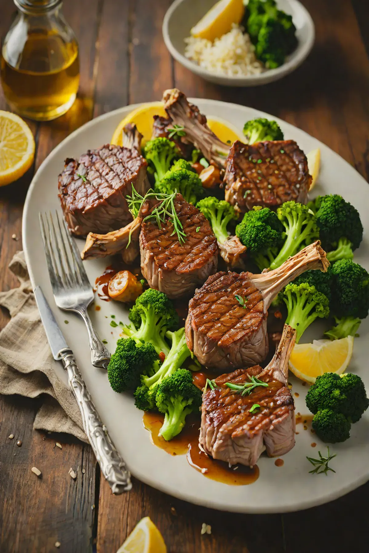 Grilled Lamb with Broccoli