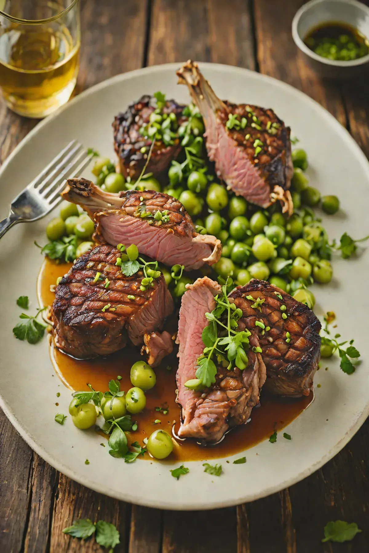 Grilled Lamb with Crushed Pea and Mint Salsa