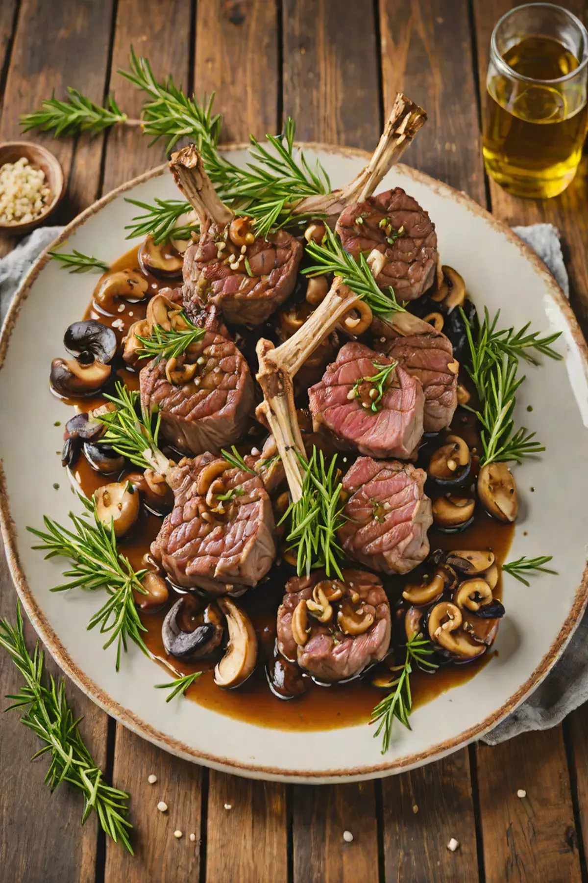 Grilled Lamb with Mushroom and Rosemary Reduction