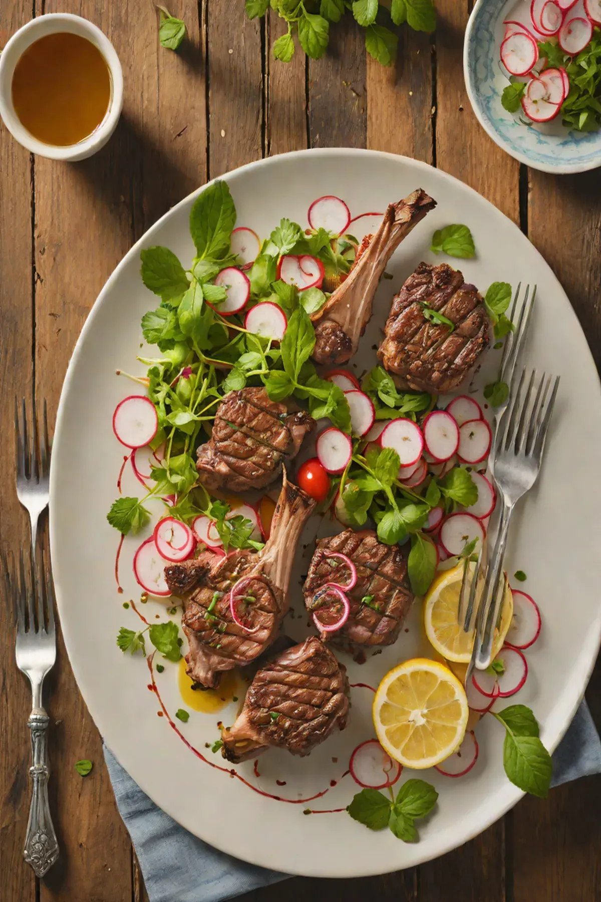 Grilled Lamb with Radish and Mint Salad