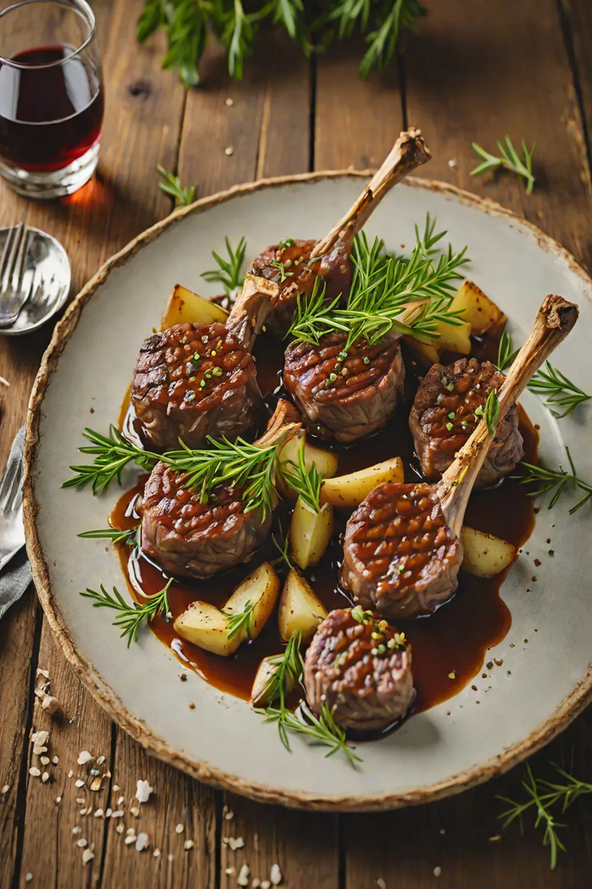 Grilled Lamb with Roasted Turnip and Herb Jus