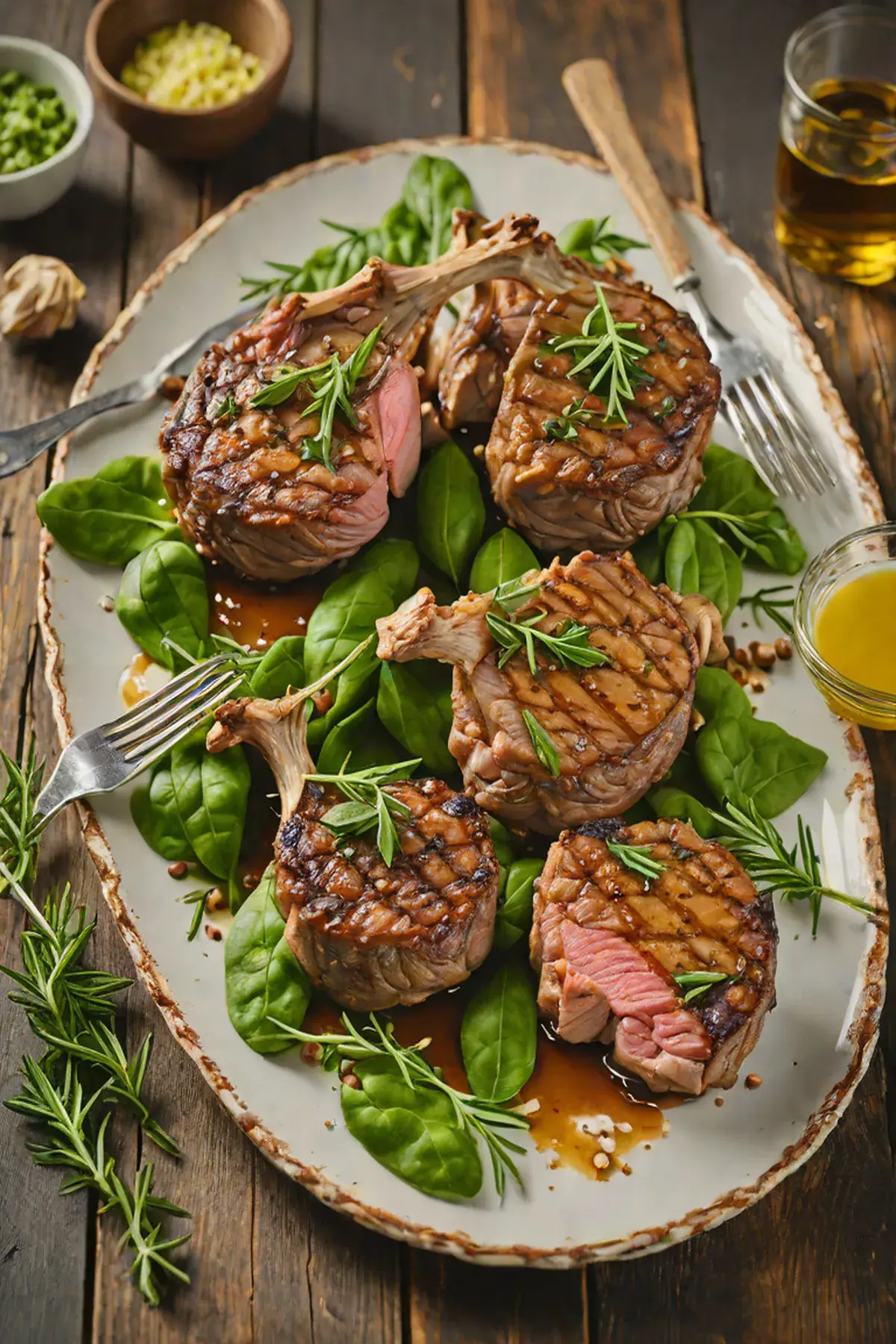 Grilled Lamb with Spinach