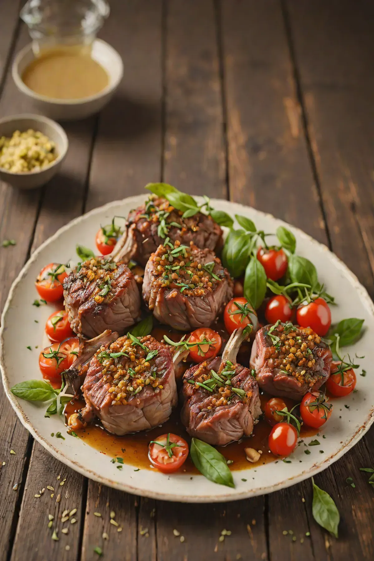 Grilled Lamb with Tomato and Herb Crust