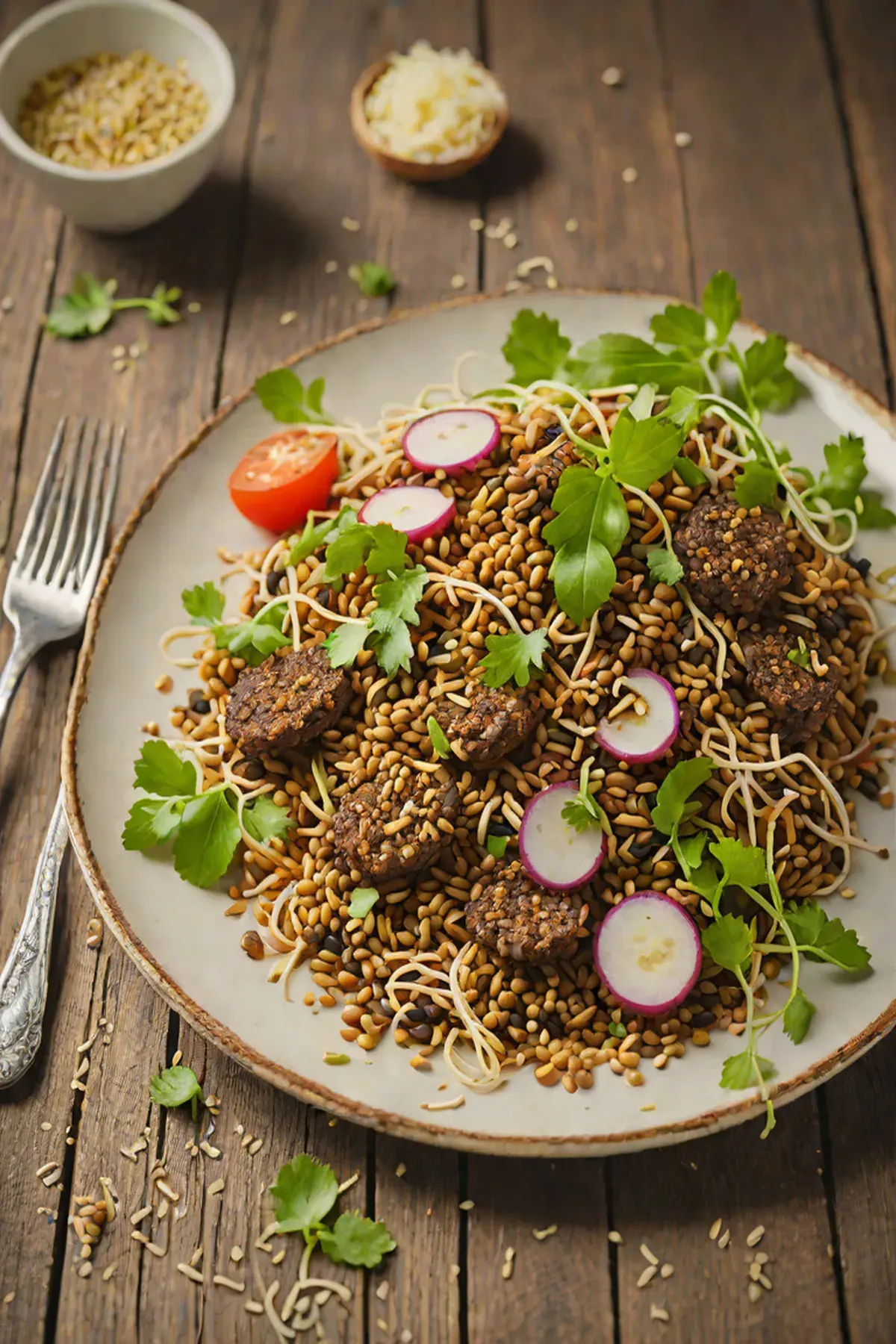 Grilled Lentils with Bean Sprout Salad