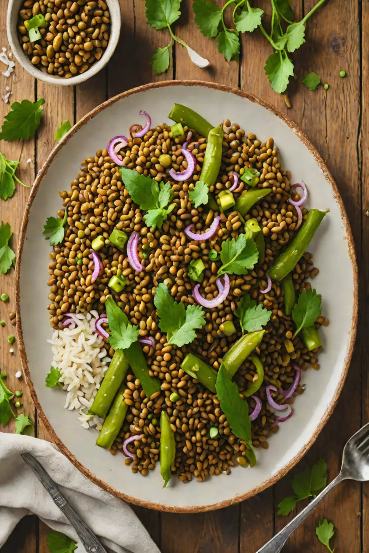 Grilled Lentils with Okra