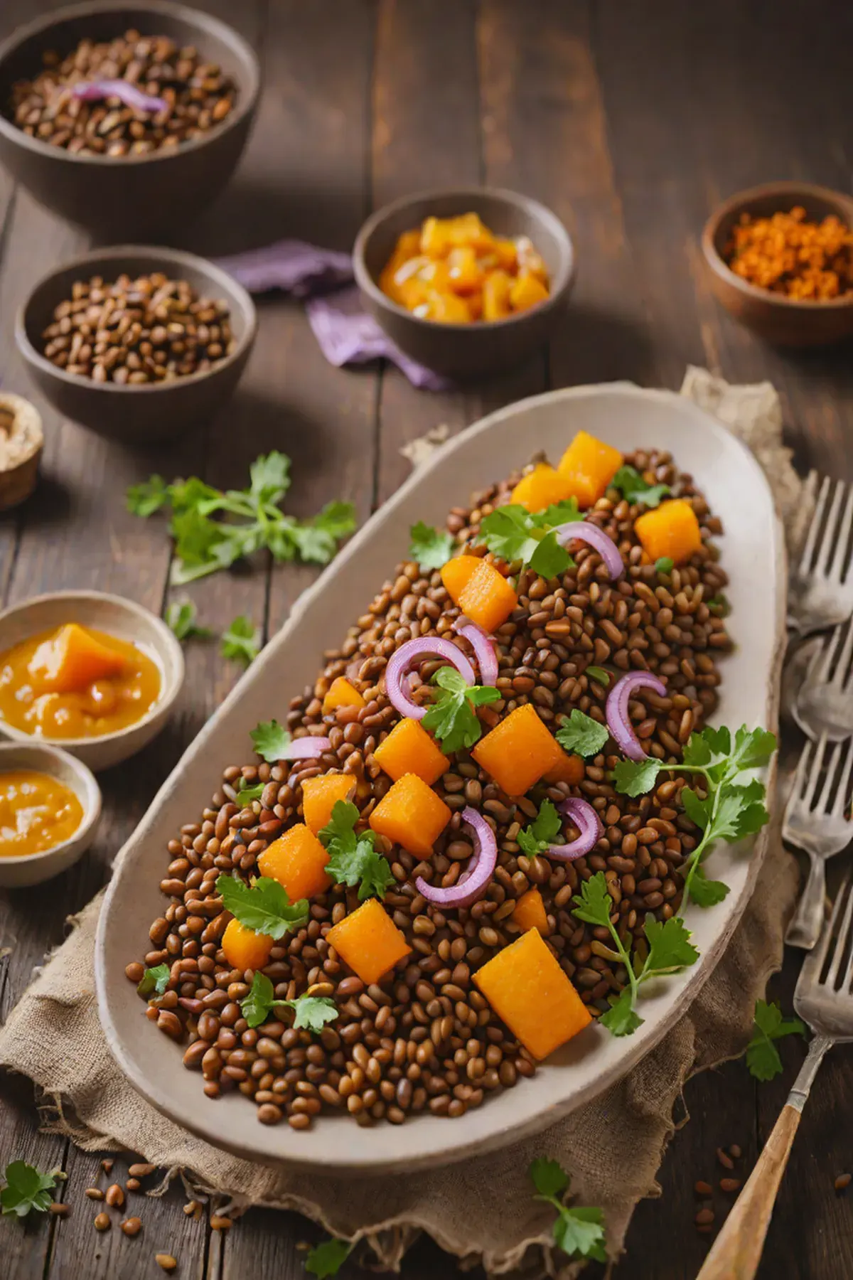 Grilled Lentils with Pumpkin