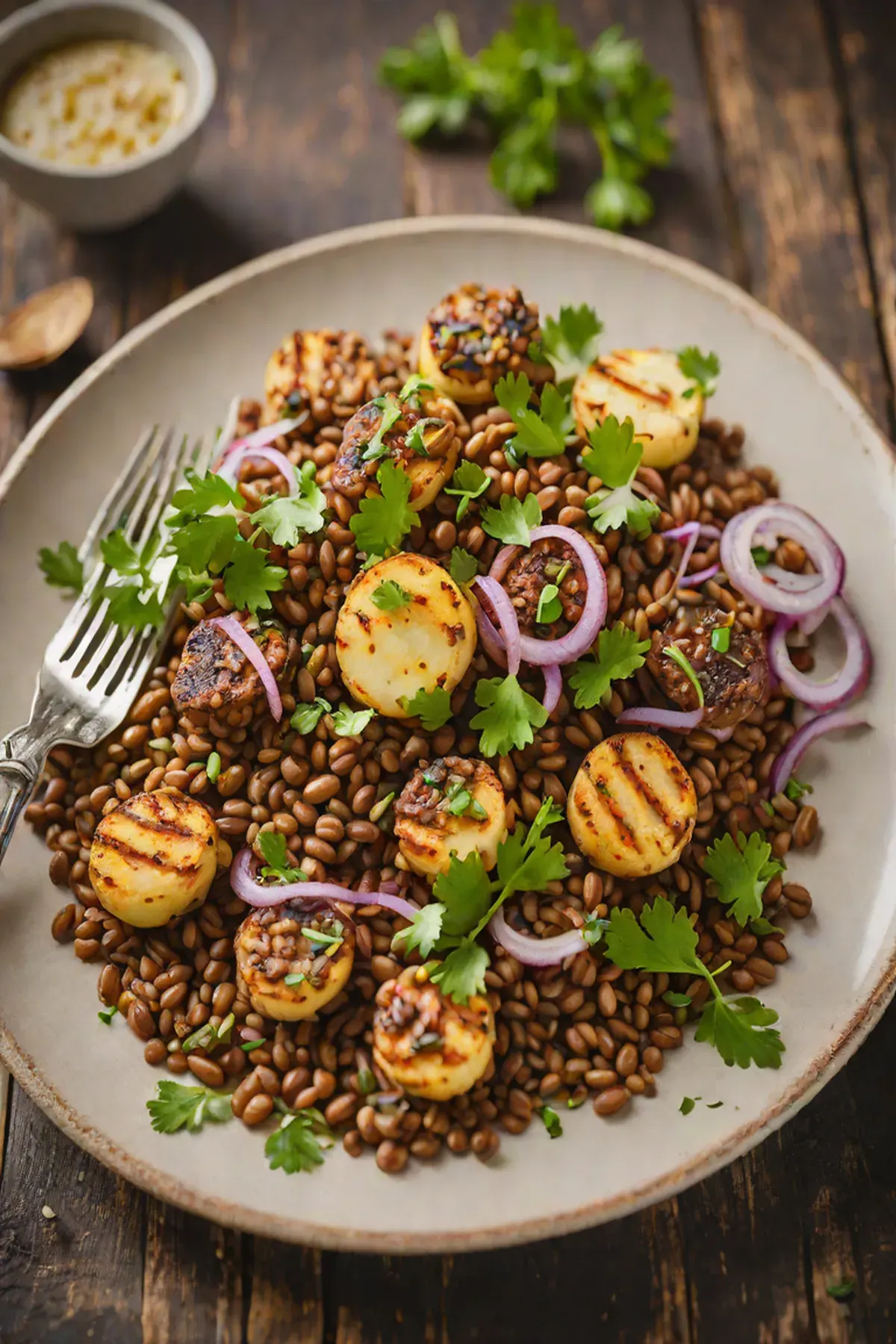 Grilled Lentils with Turnip