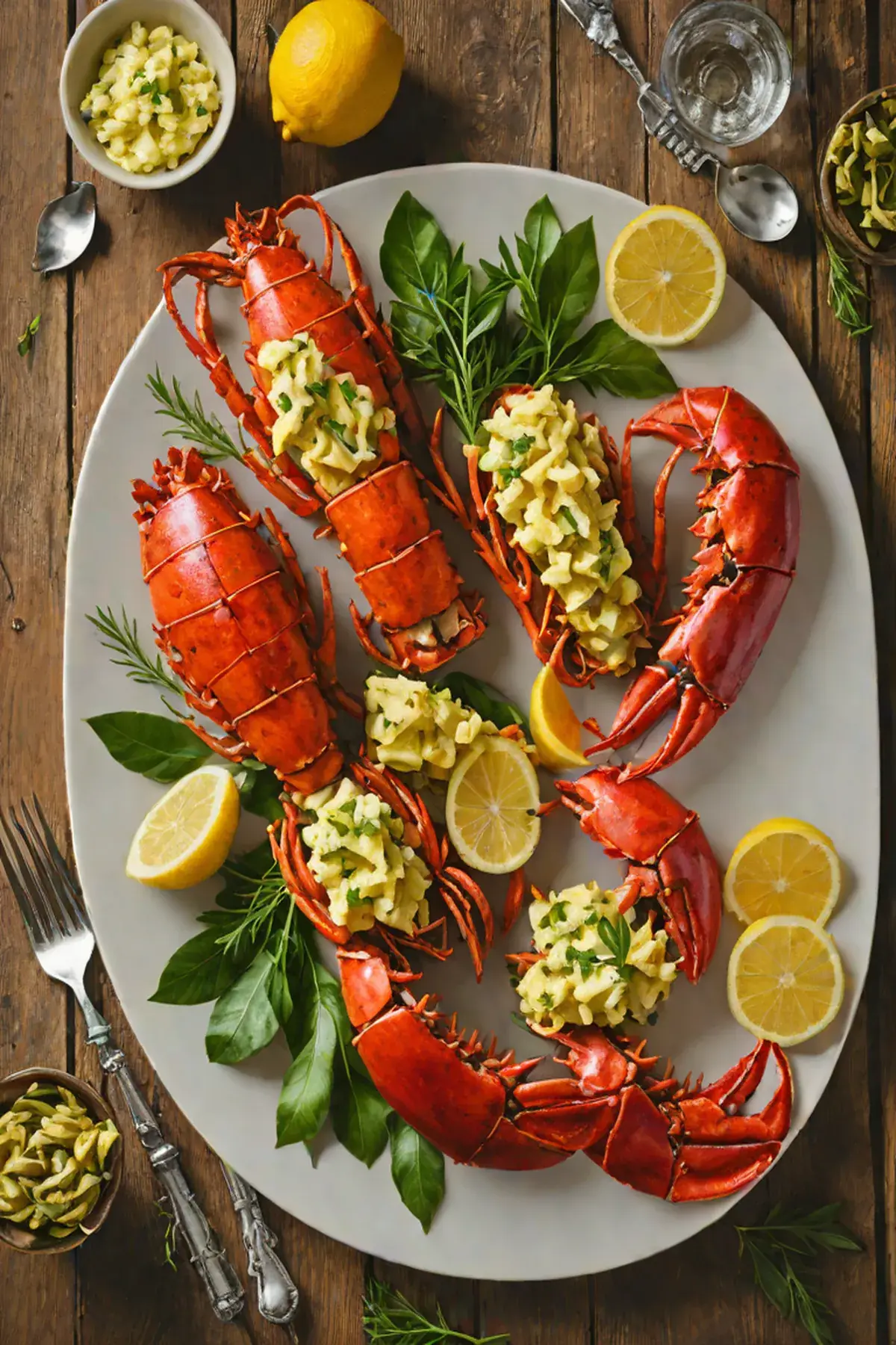 Grilled Lobster with Artichoke and Lemon Herb Butter