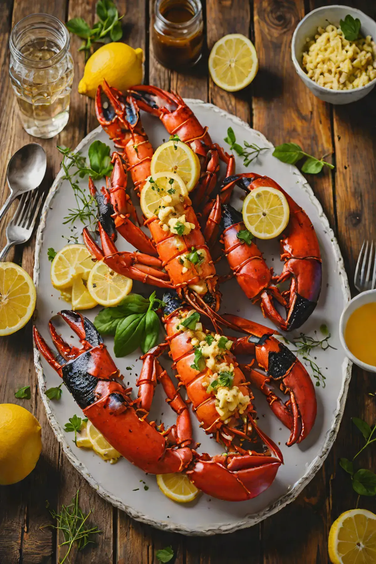 Grilled Lobster with Aubergine and Charred Lemon Butter