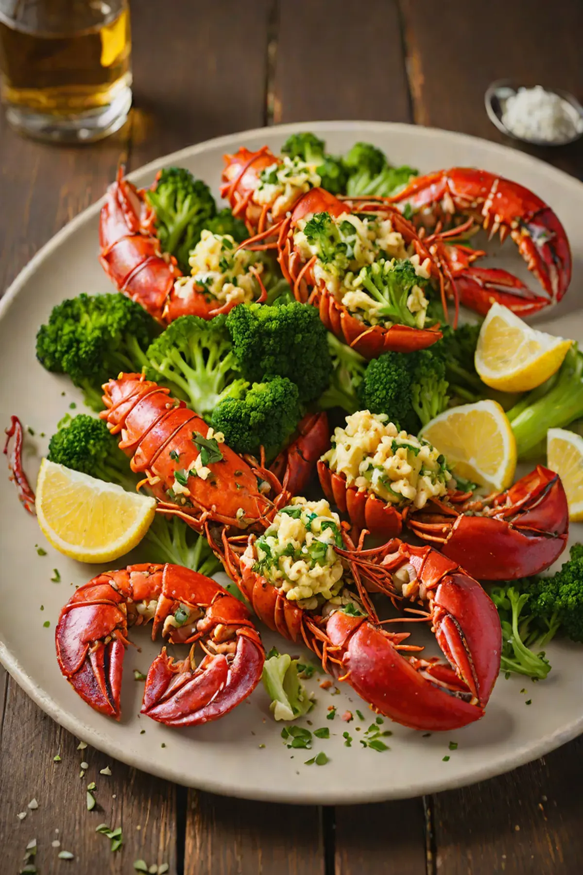 Grilled Lobster with Broccoli