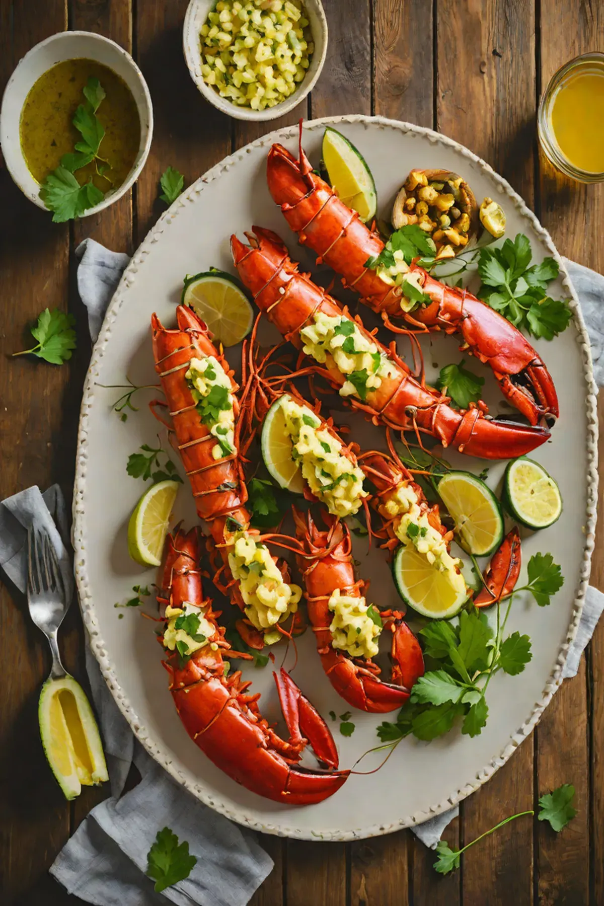 Grilled Lobster with Courgette and Garlic Butter