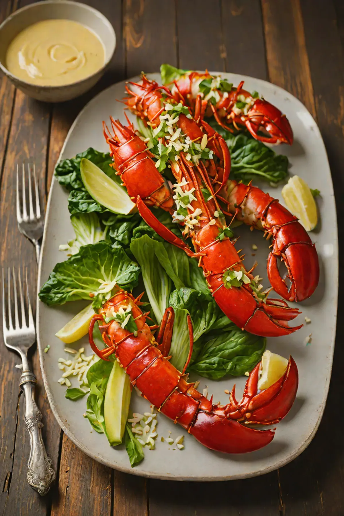 Grilled Lobster with Pak Choi and Ginger-Butter Glaze