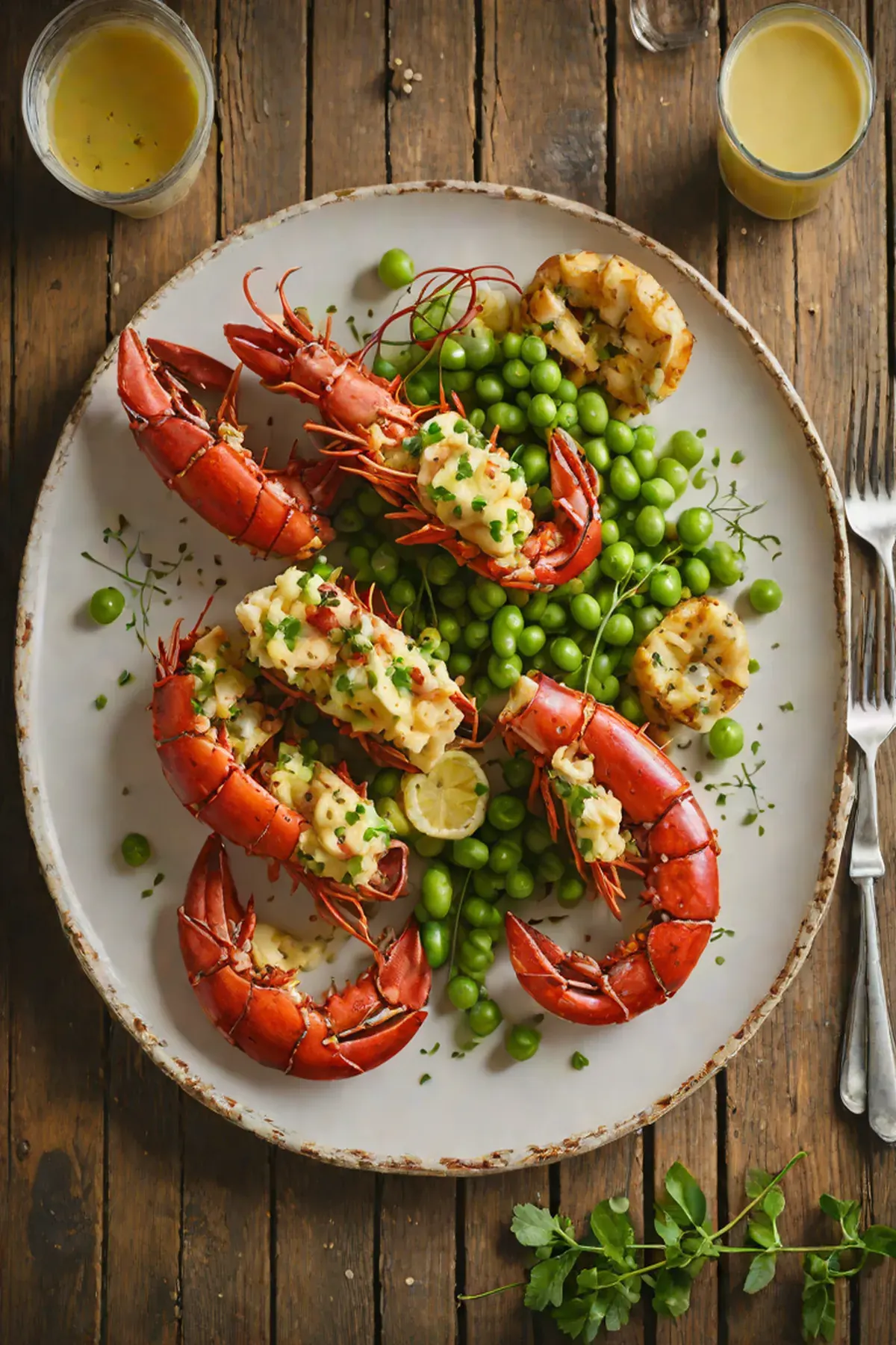 Grilled Lobster with Pea Beurre Blanc and Crispy Pancetta