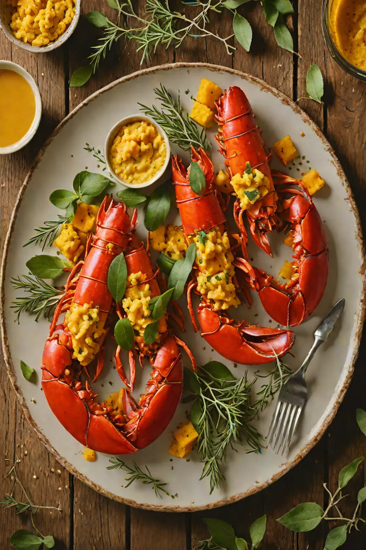 Grilled Lobster with Pumpkin Puree and Sage Brown Butter