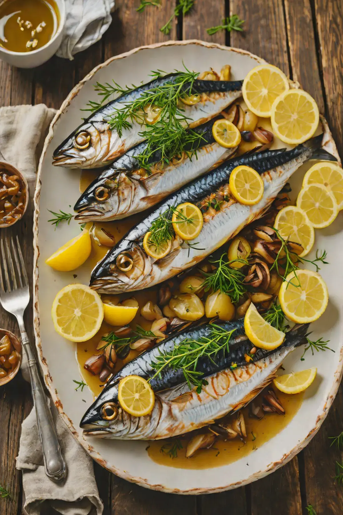 Grilled Mackerel with Caramelized Onion and Lemon