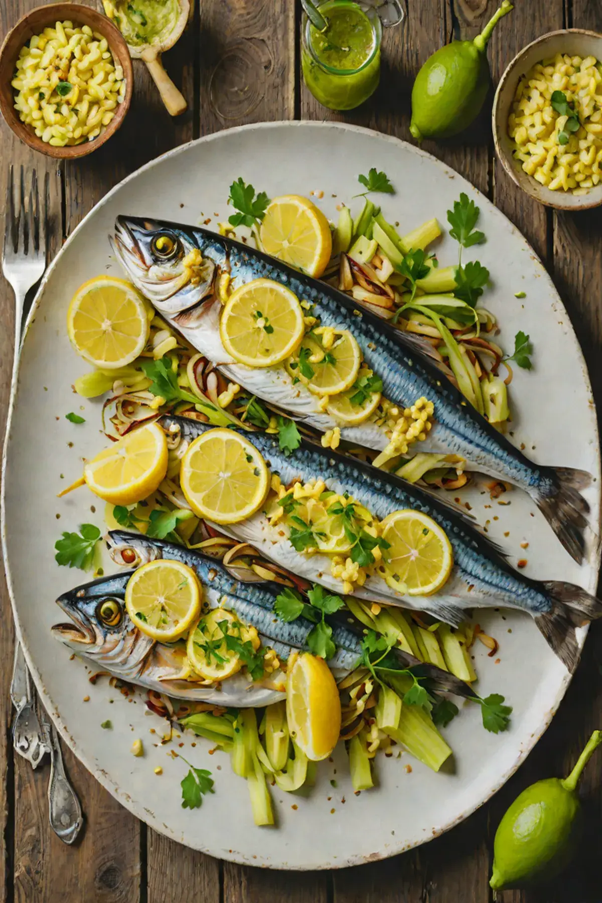 Grilled Mackerel with Leek and Citrus Butter