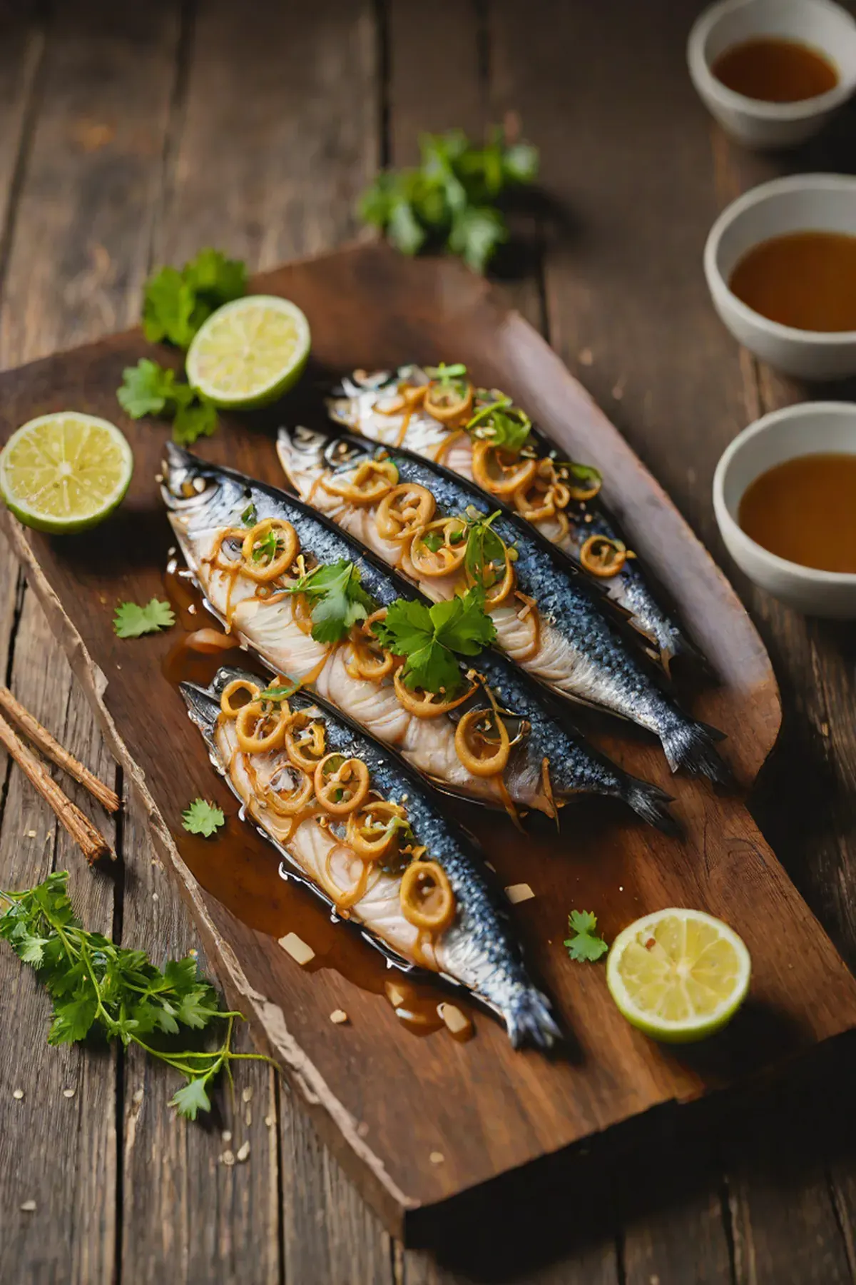 Grilled Mackerel with Lotus Root and Miso Glaze