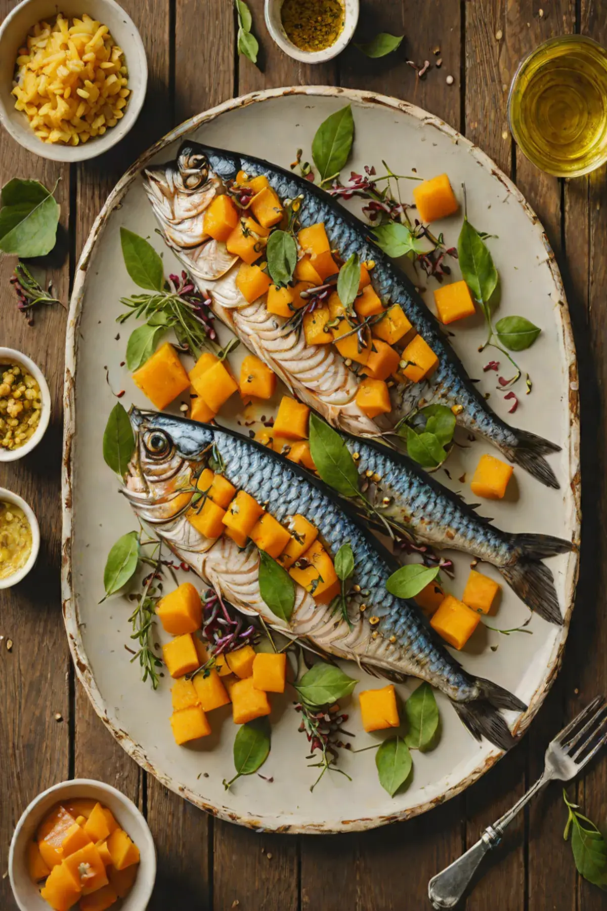 Grilled Mackerel with Pumpkin and Sage Butter