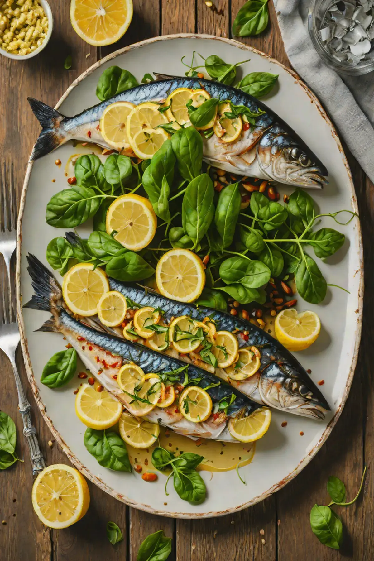 Grilled Mackerel with Spinach