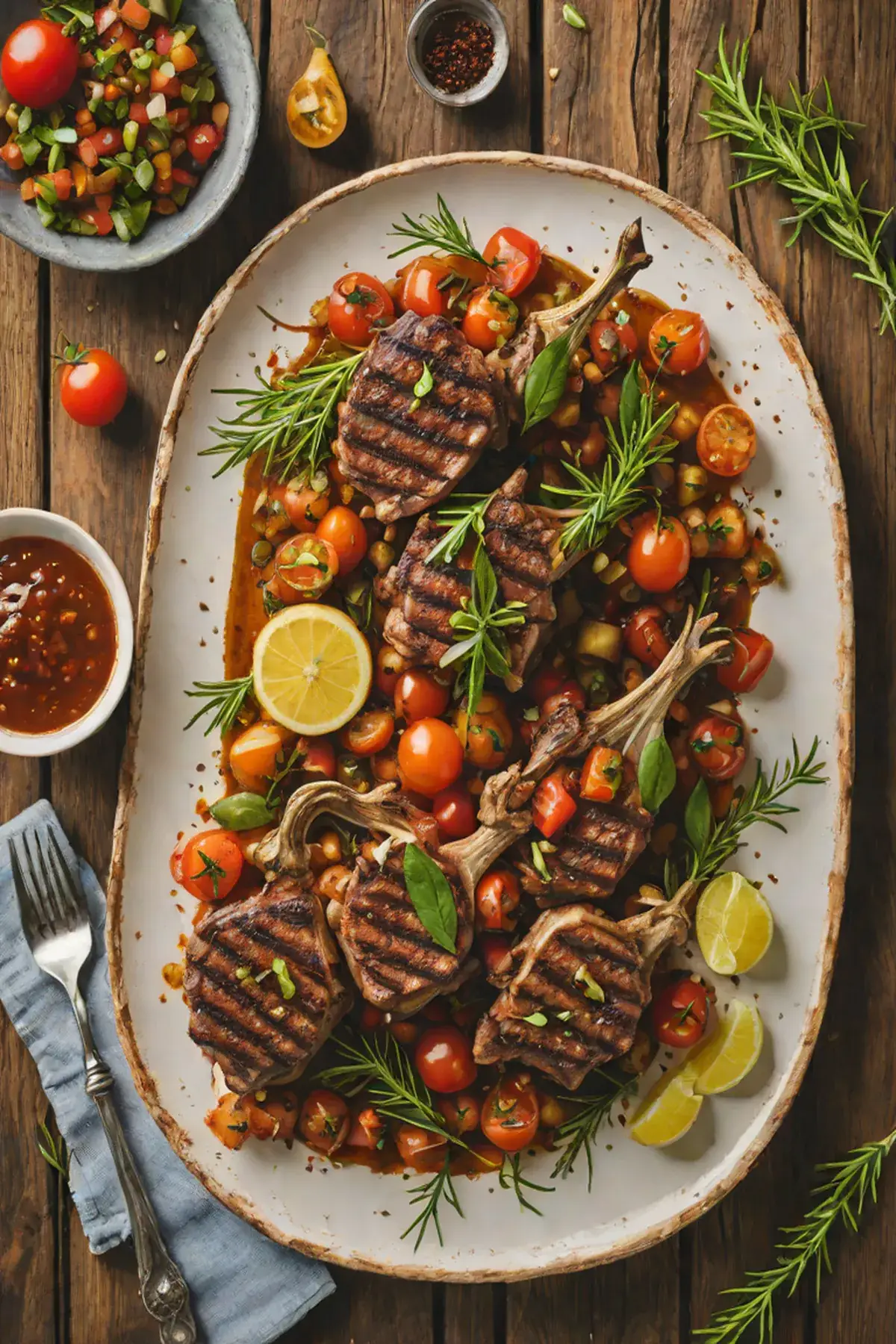 Grilled Marinated Goat with Fresh Tomato Salsa