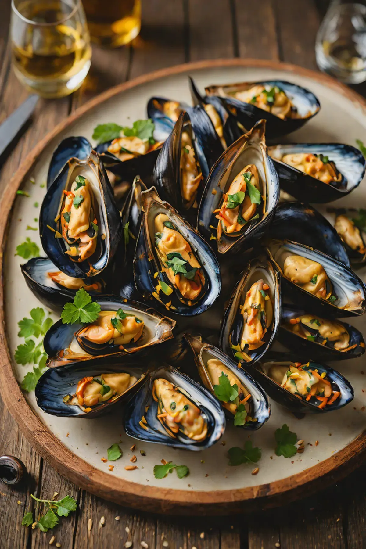 Grilled Mussels with Aubergine