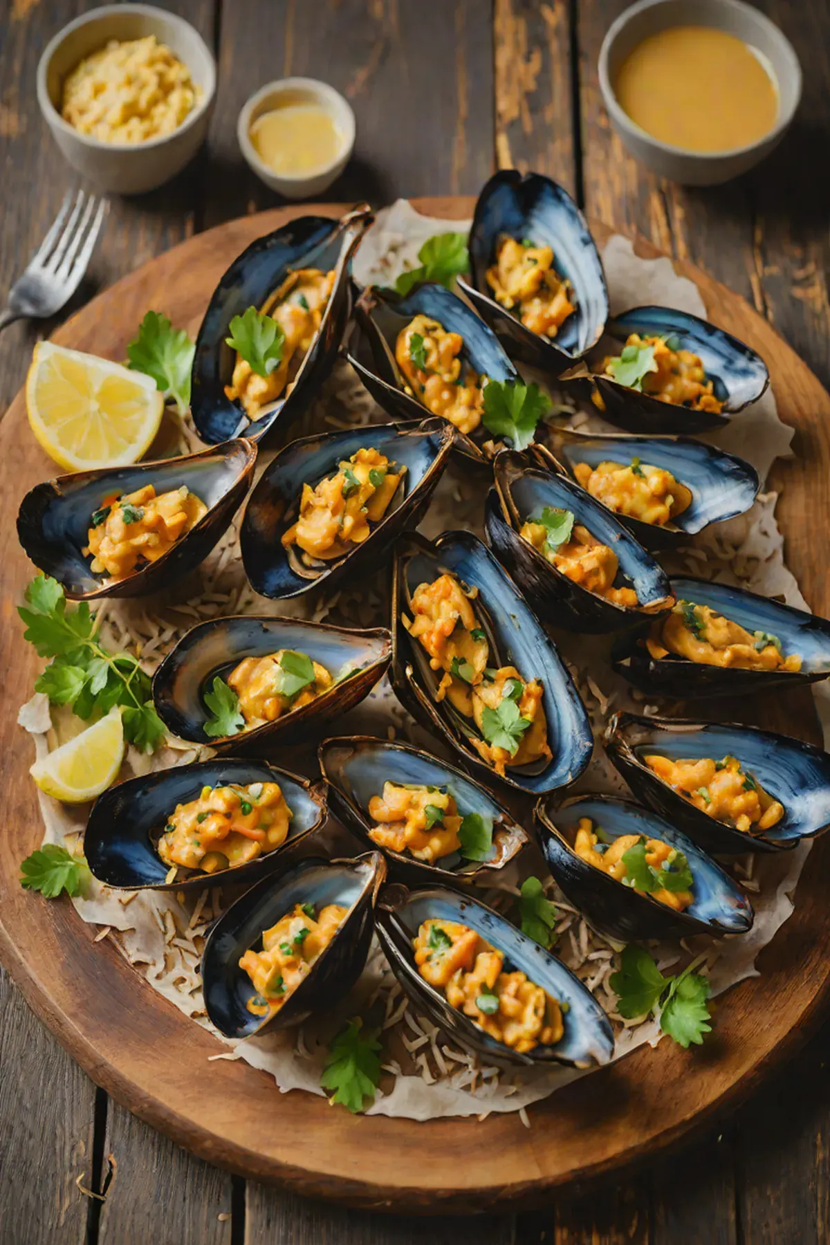 Grilled Mussels with Carrot and Ginger Butter
