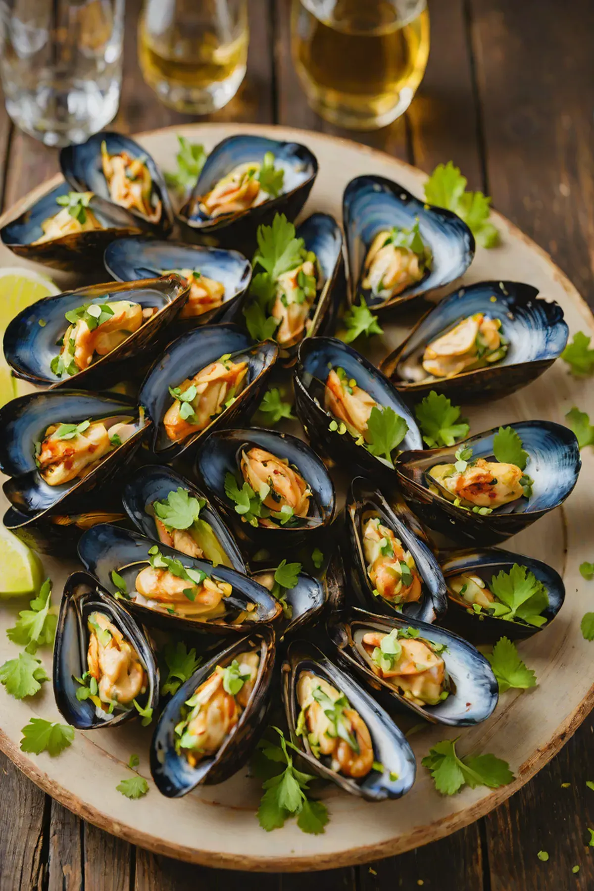 Grilled Mussels with Celery
