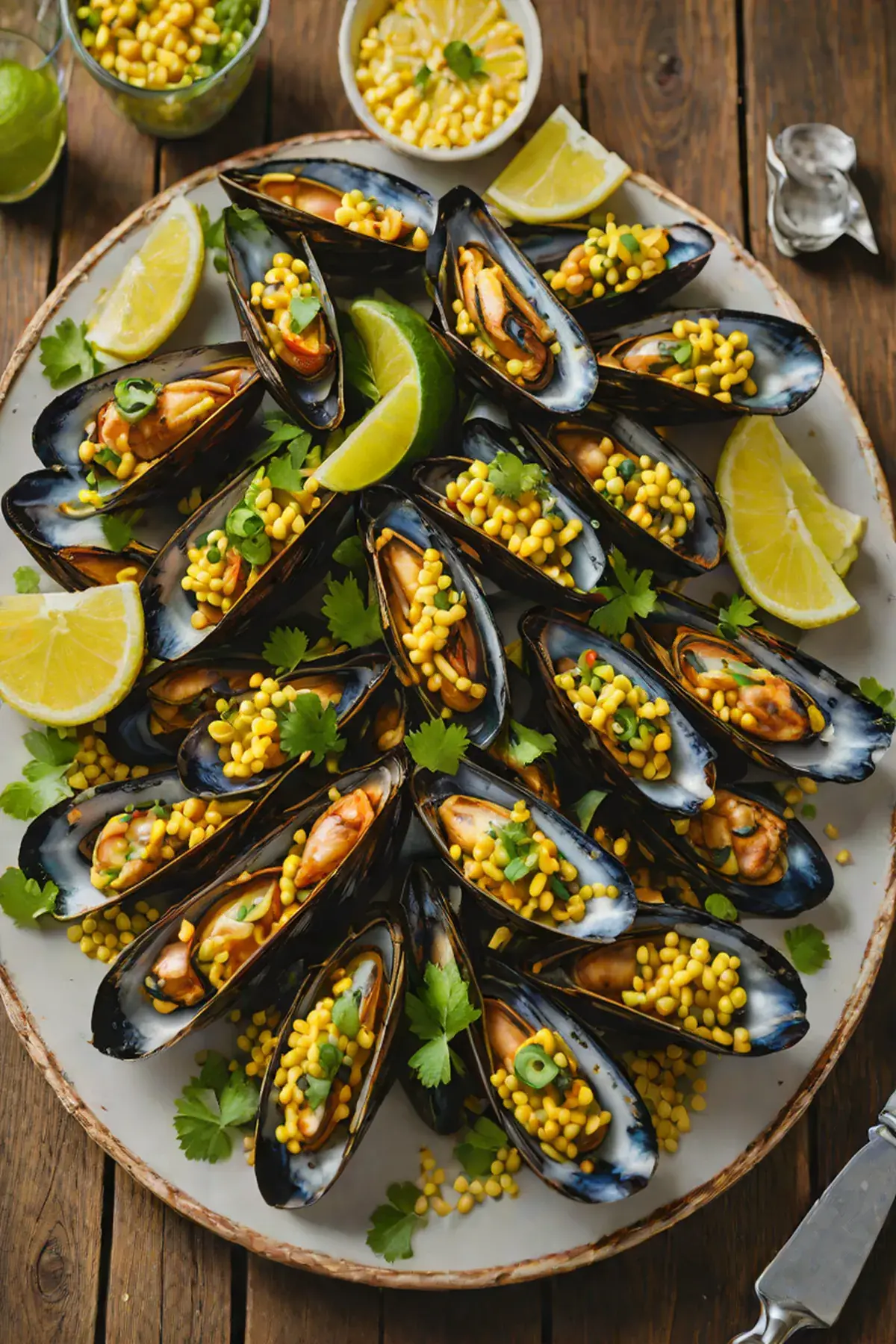 Grilled Mussels with Corn and Charred Jalapeño Butter