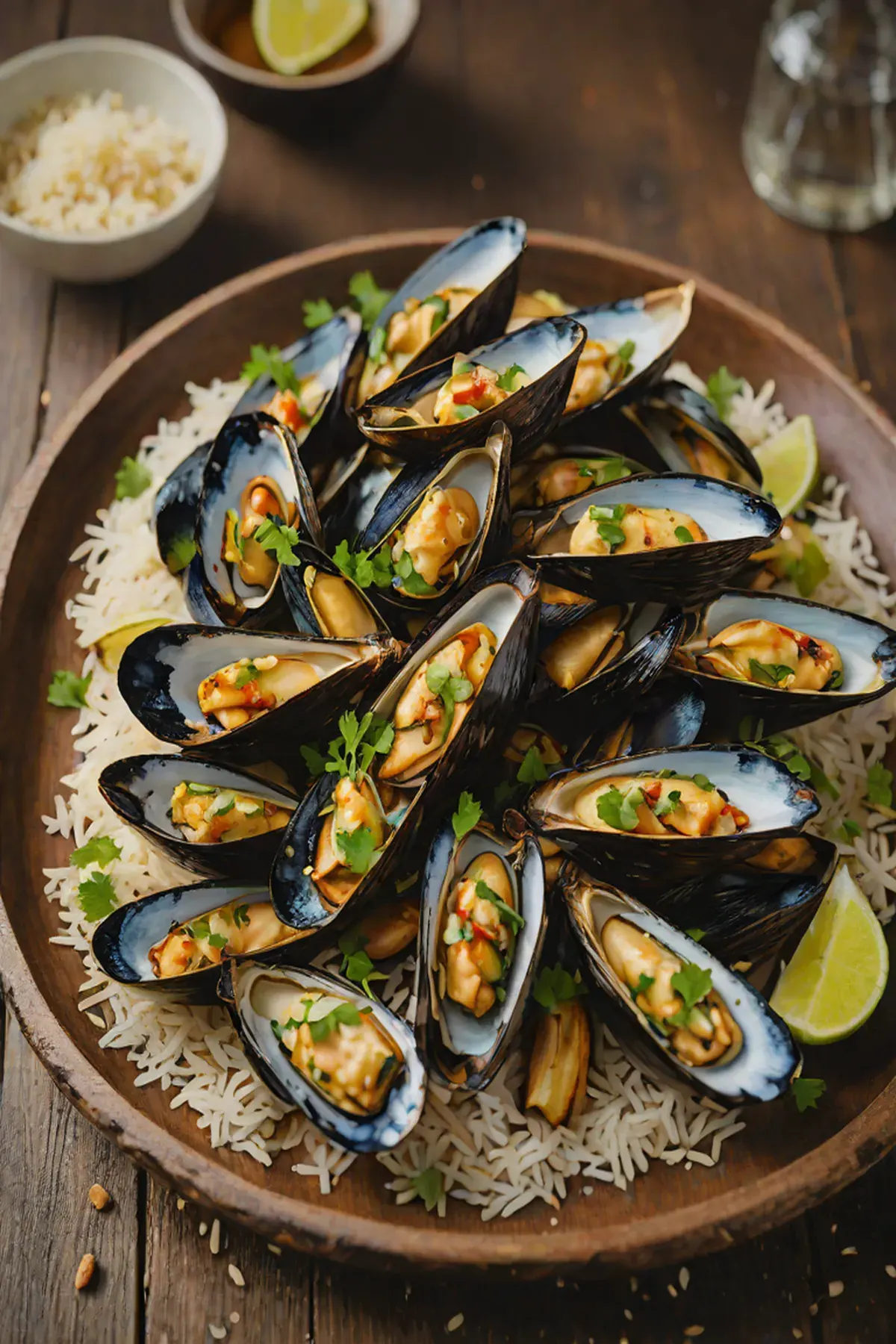 Grilled Mussels with Daikon