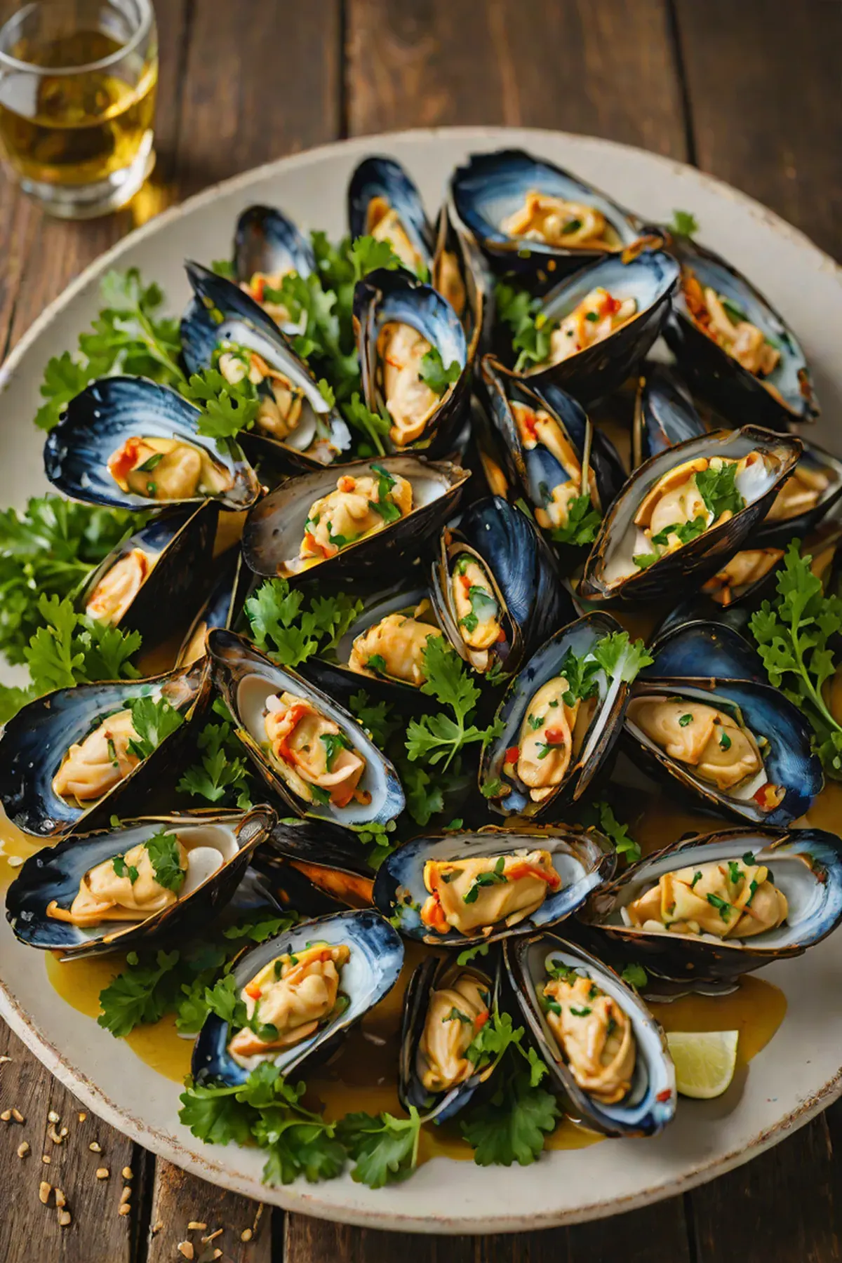 Grilled Mussels with Kale