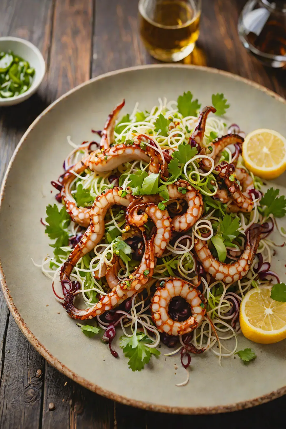 Grilled Octopus with Bean Sprout Salad